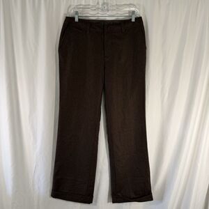 New Eddie Bauer Wool Blend Pants Women's 8 Brown Flat Front Lined Mid Rise